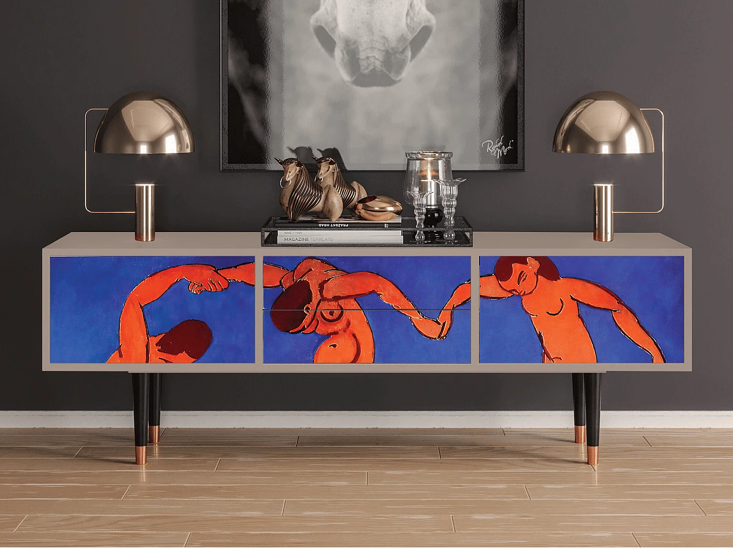 Mobile TV - 170х59х48 cm - T4 - The Dance by Matisse , Latte