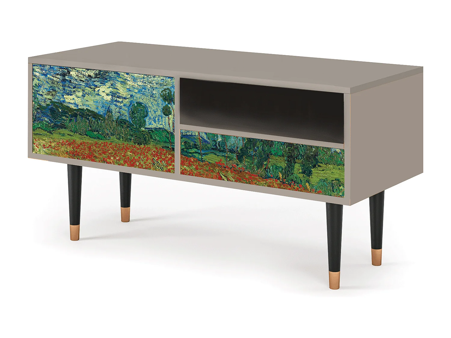 Meuble TV - 115х59х48 cm - T3 - Poppy field by van Gogh, Sable