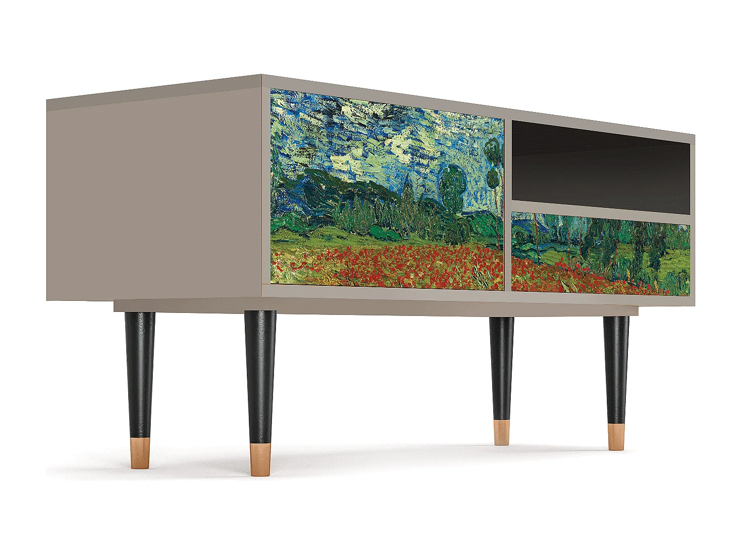 Meuble TV - 115х59х48 cm - T3 - Poppy field by van Gogh, Sable