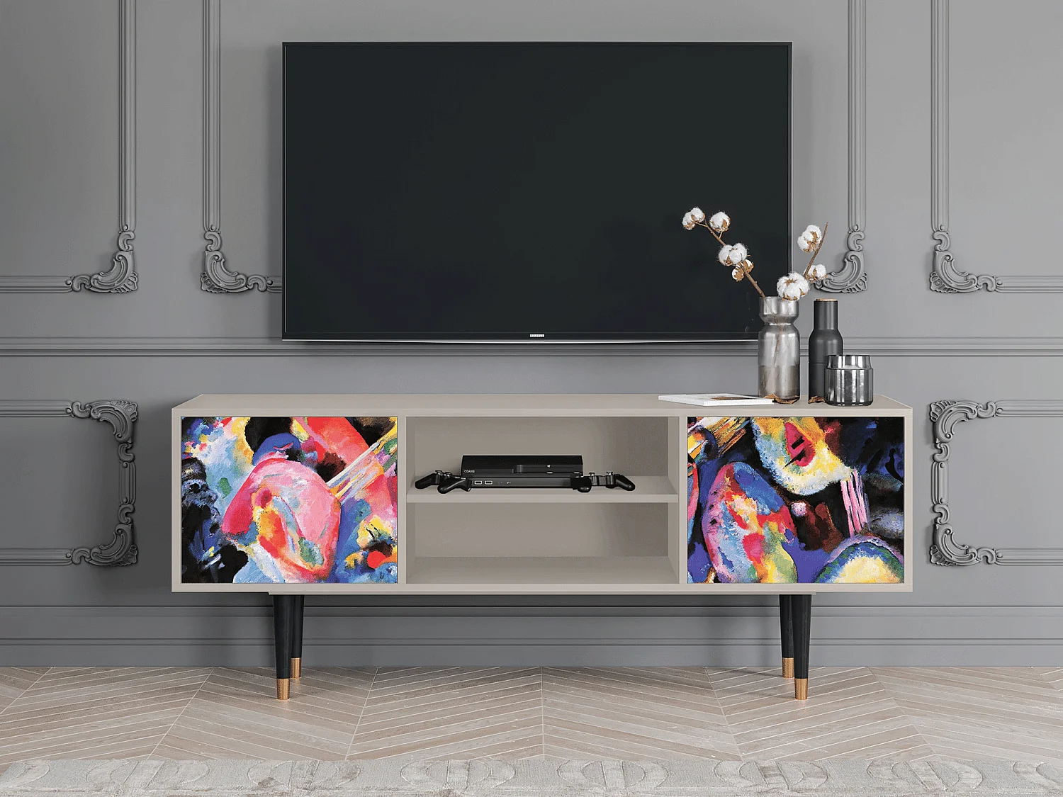 Szafka RTV - 170х69х48 cm - T2 - Kandinsky, Piaskowy