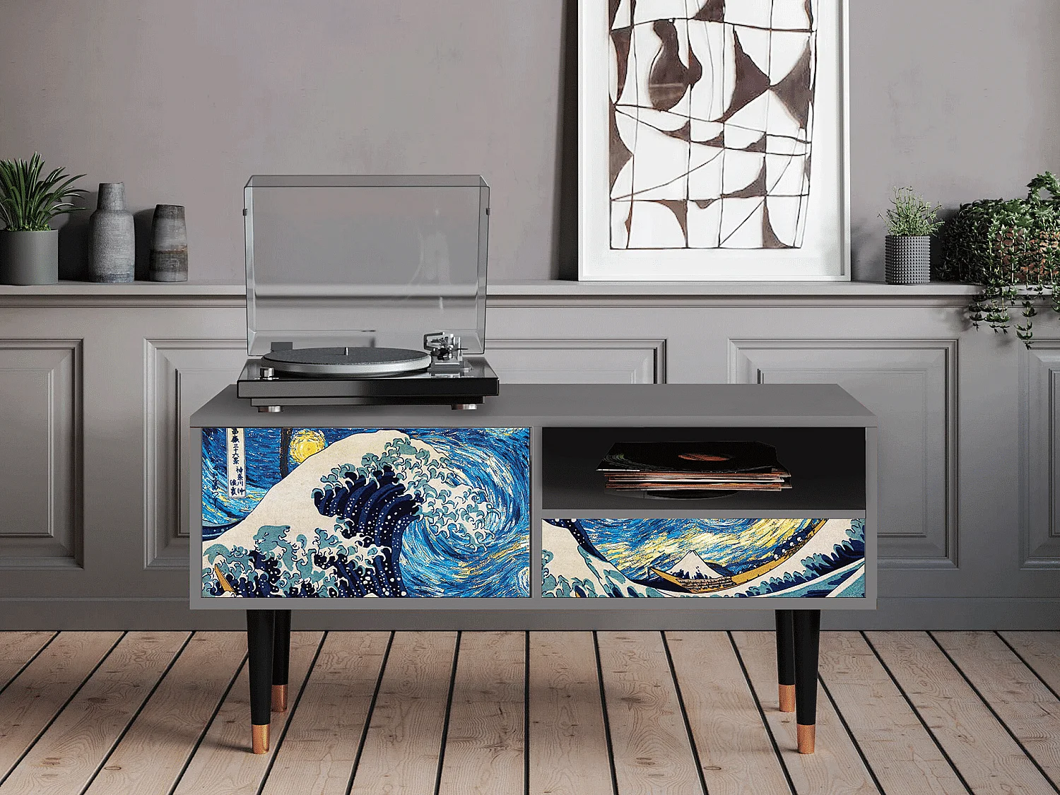 TV-meubel - 115х59х48 cm - T3 - Great Wave, Grijs
