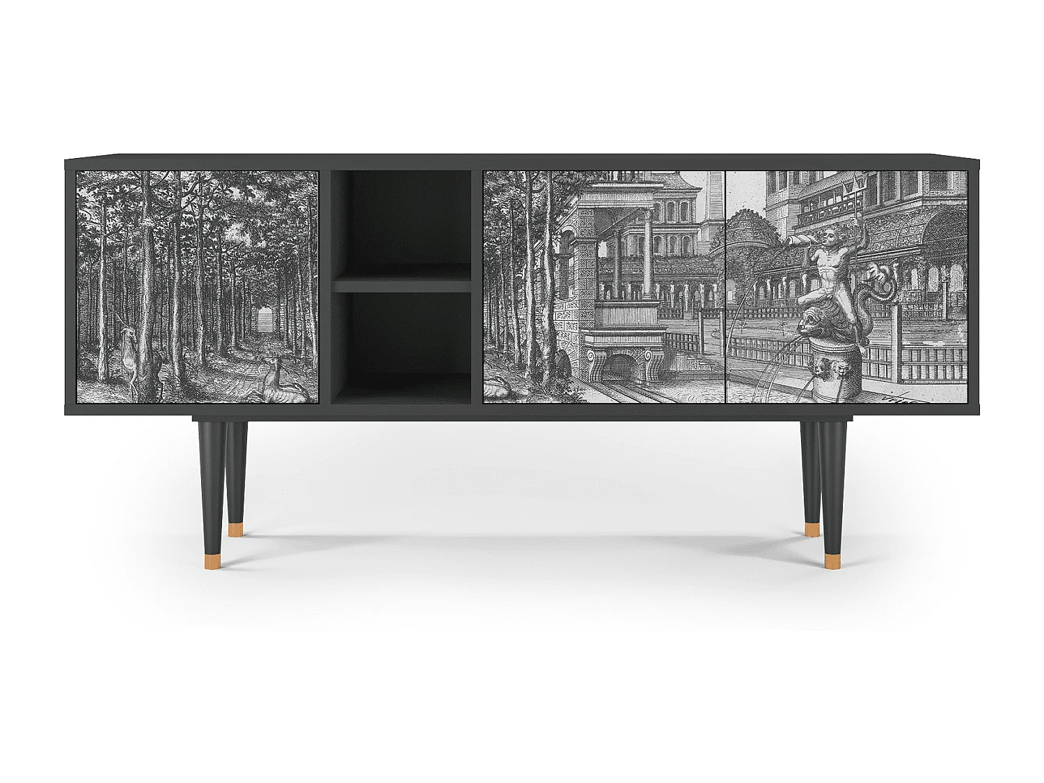 Szafka RTV - 150х69х41 cm - T5 - View of the Piazza, Antracyt