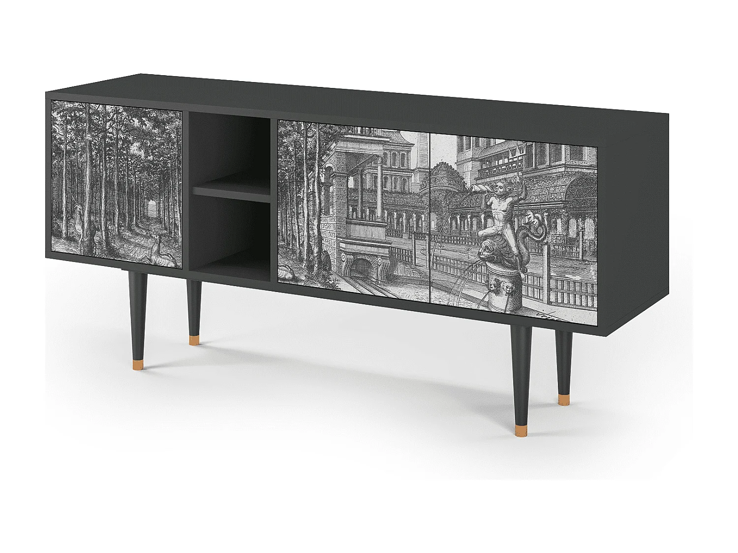 Szafka RTV - 150х69х41 cm - T5 - View of the Piazza, Antracyt