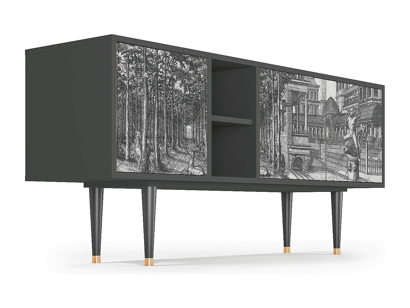 Szafka RTV - 150х69х41 cm - T5 - View of the Piazza, Antracyt