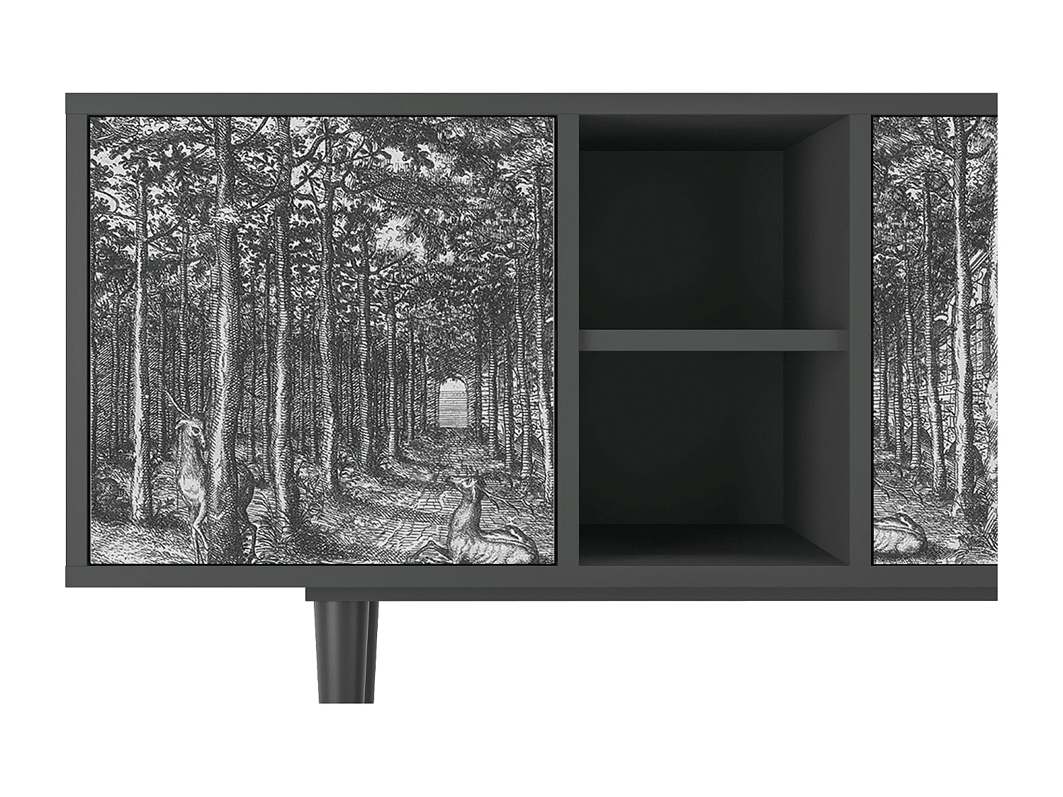 Szafka RTV - 150х69х41 cm - T5 - View of the Piazza, Antracyt