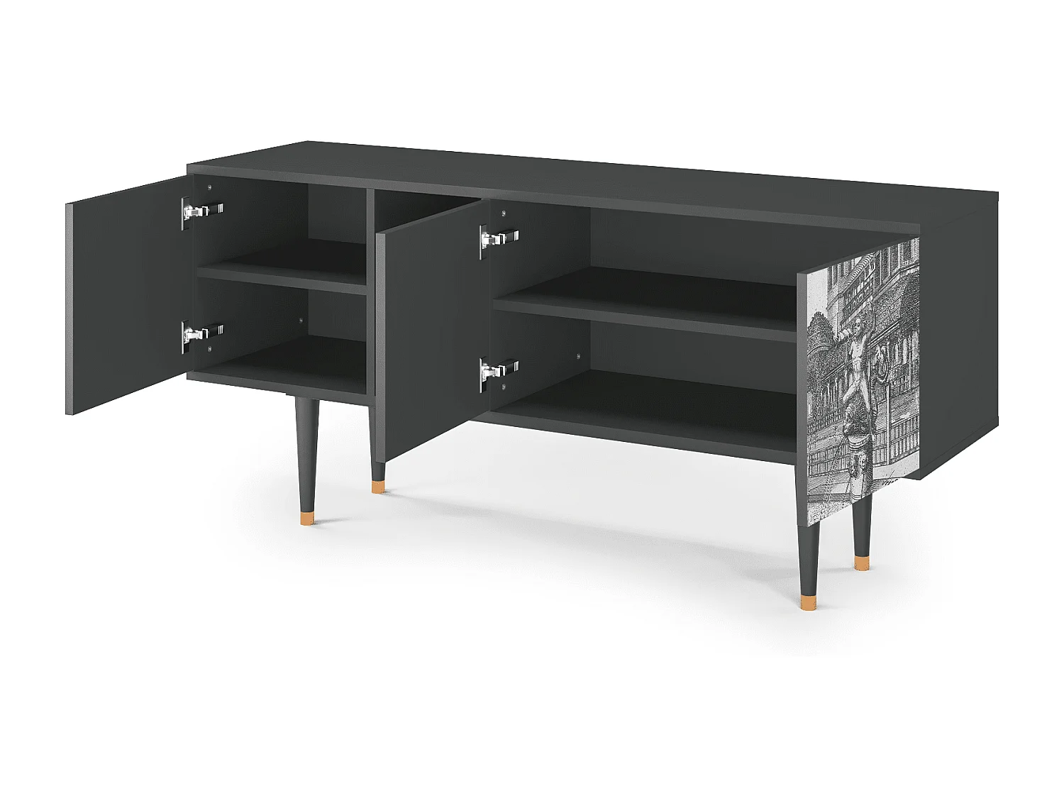 Szafka RTV - 150х69х41 cm - T5 - View of the Piazza, Antracyt