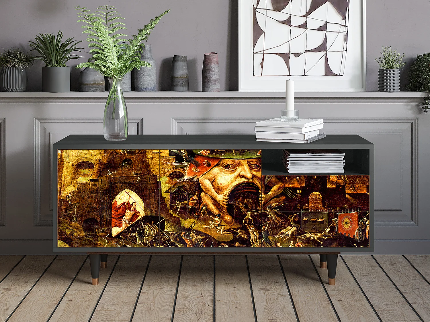 Mueble de TV - 125х56х41 cm - T7 - Christ in Limbo, Antracite