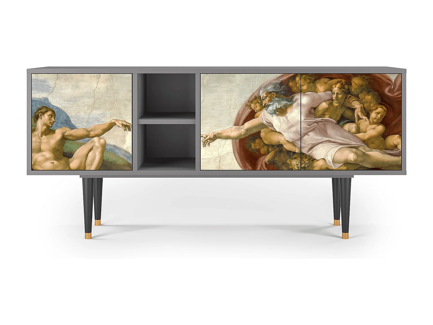 Szafka RTV - 150х69х41 cm - T5 - The Creation of Adam, Szary