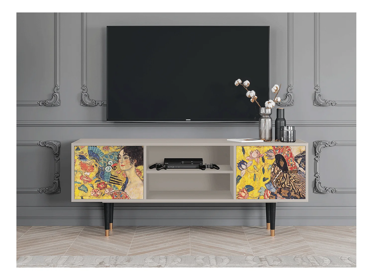 Meuble TV - 170х69х48 cm - T2 - Lady with Fan by Klimt, Sable