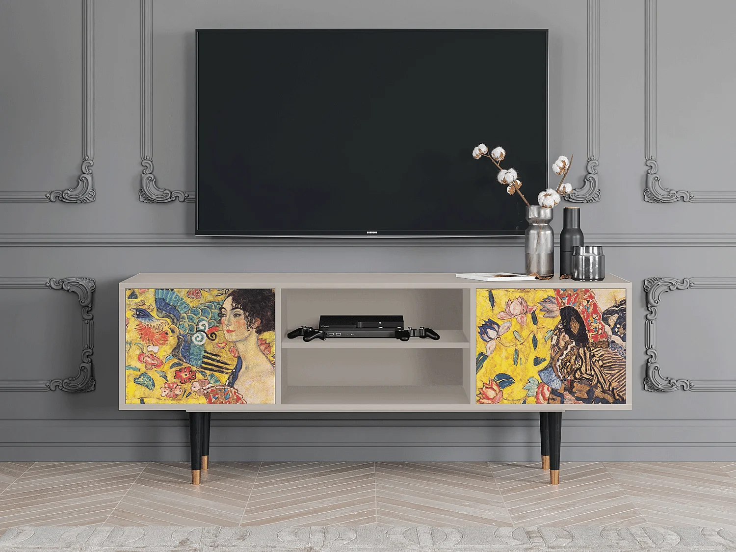 TV-meubel - 170х69х48 cm - T2 - Lady with Fan by Klimt, Zand