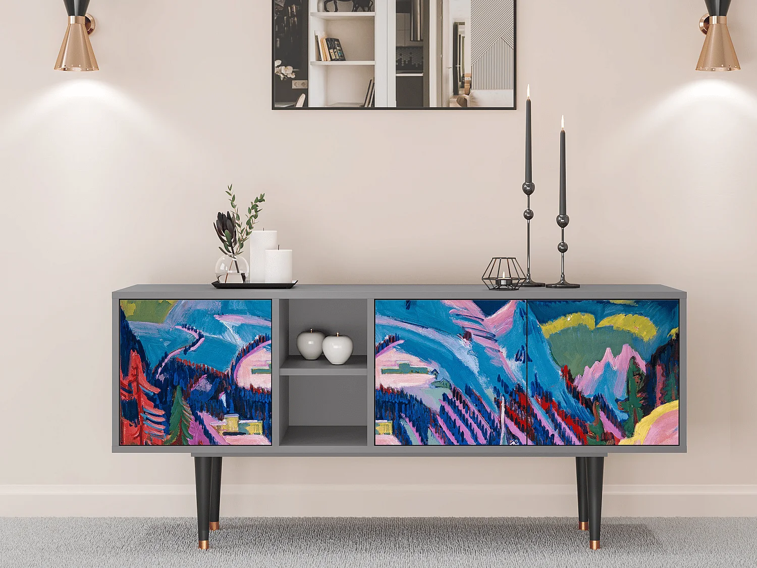 TV-meubel - 150х69х41 cm - T5 - Davos Winter, Grijs