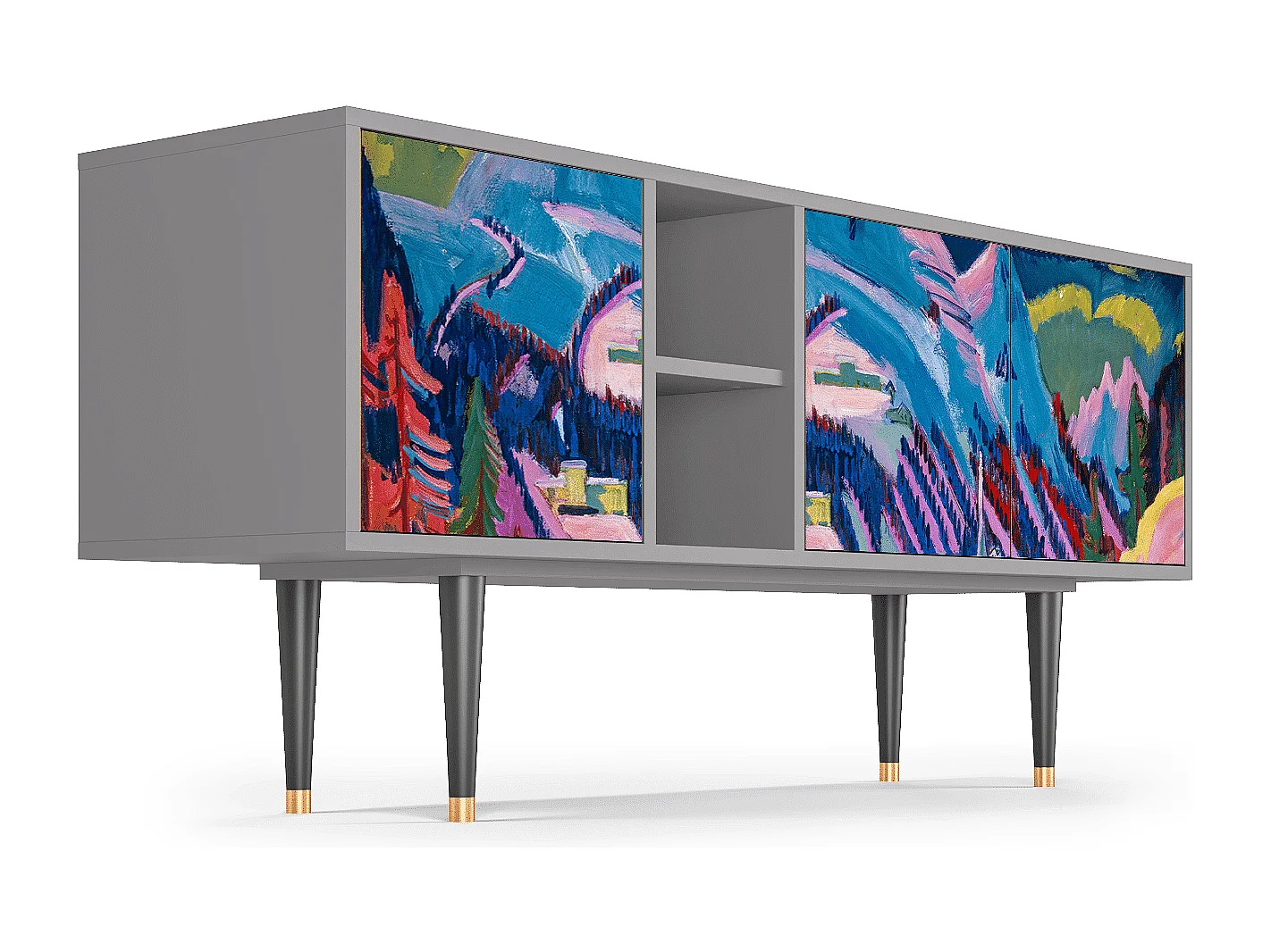 Meuble TV - 150х69х41 cm - T5 - Davos Winter, Gris