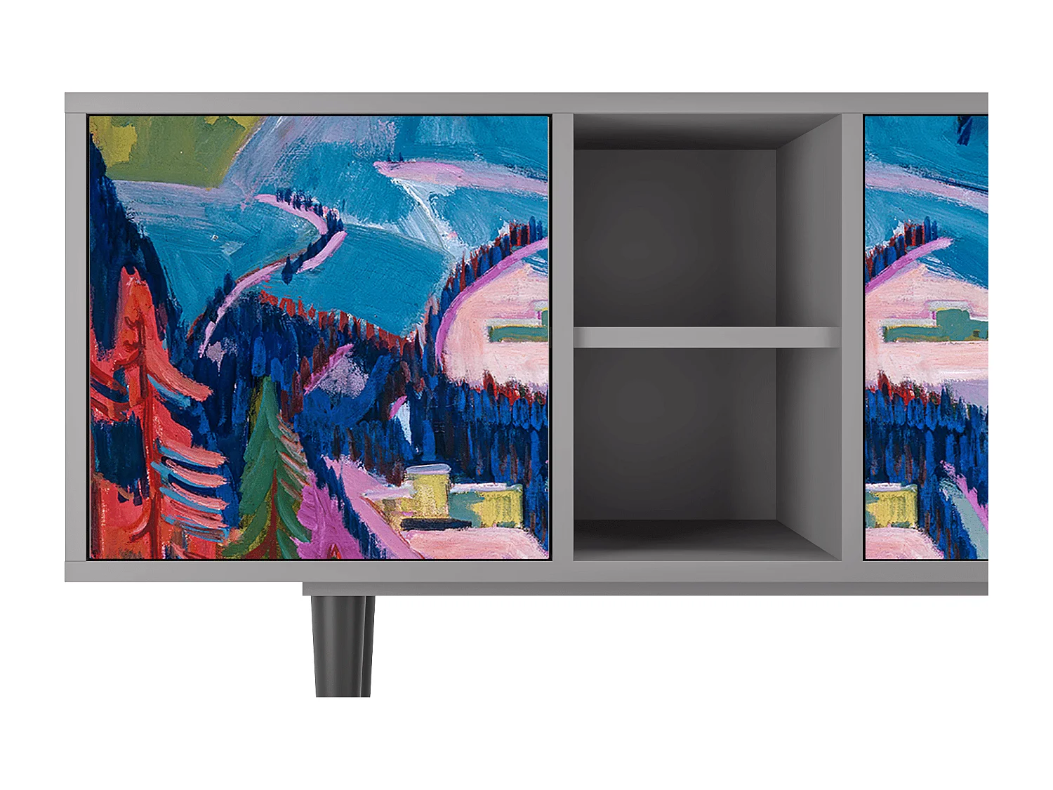 Meuble TV - 150х69х41 cm - T5 - Davos Winter, Gris