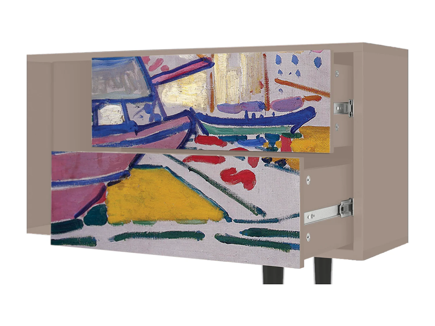 Szafka RTV - 170х69х48 cm - T1 - The Port of Collioure , Latte