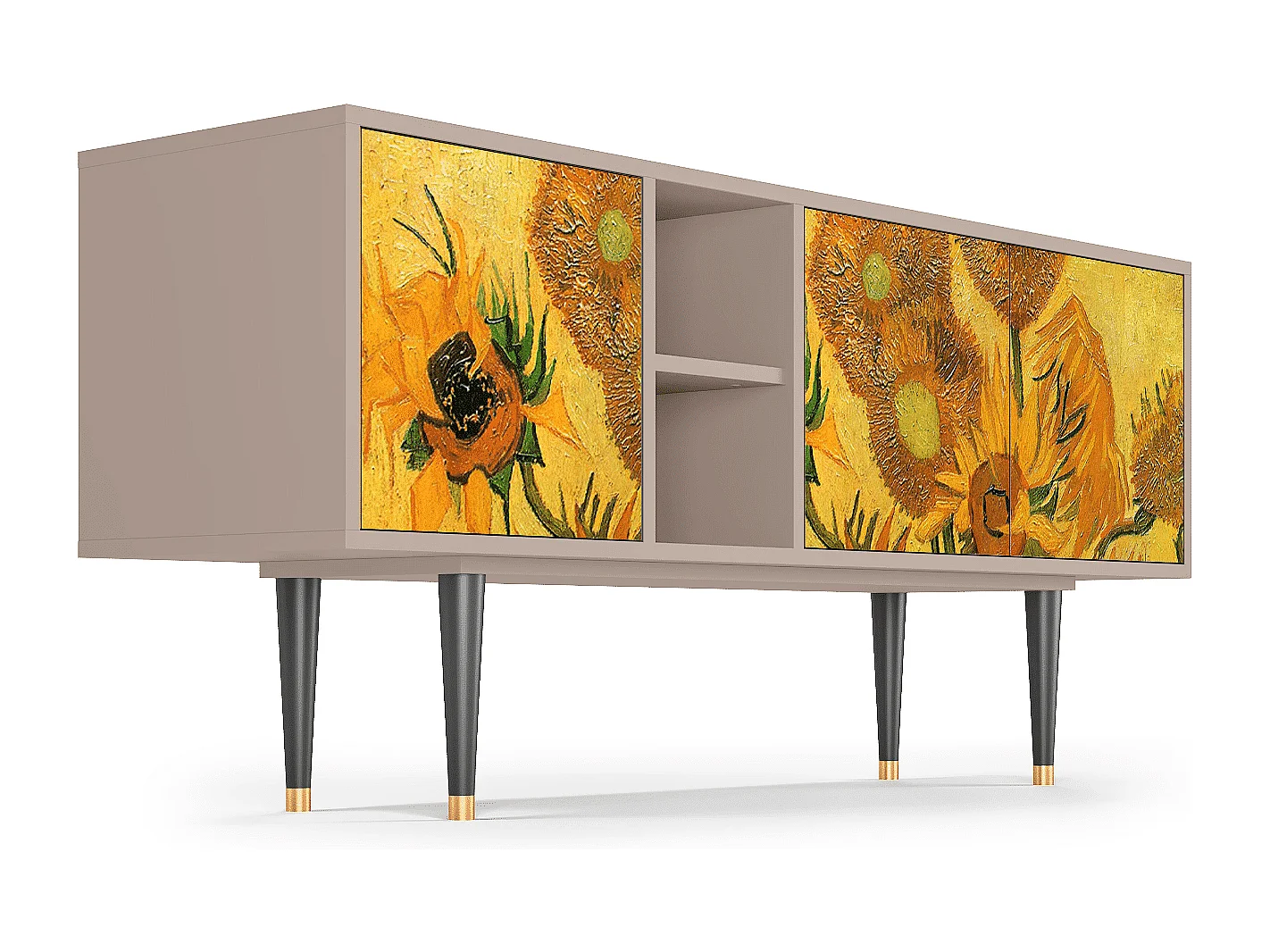Meuble TV - 150х69х41 cm - T5 - Sunflowers, Latte