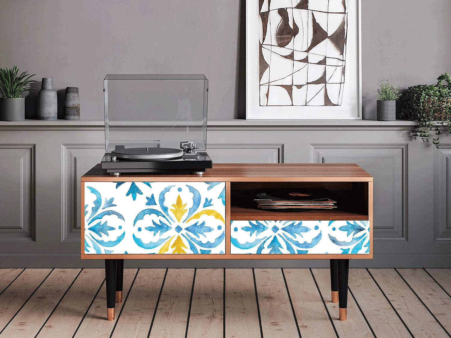 Szafka RTV - 115х59х48 cm - T3 - Lisbon Flover, Orzech