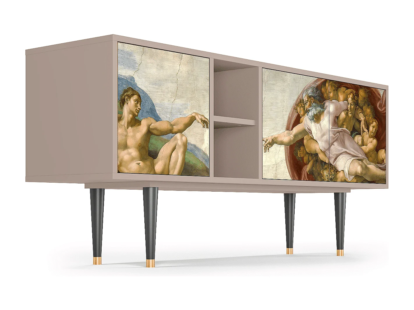 Szafka RTV - 150х69х41 cm - T5 - The Creation of Adam, Latte