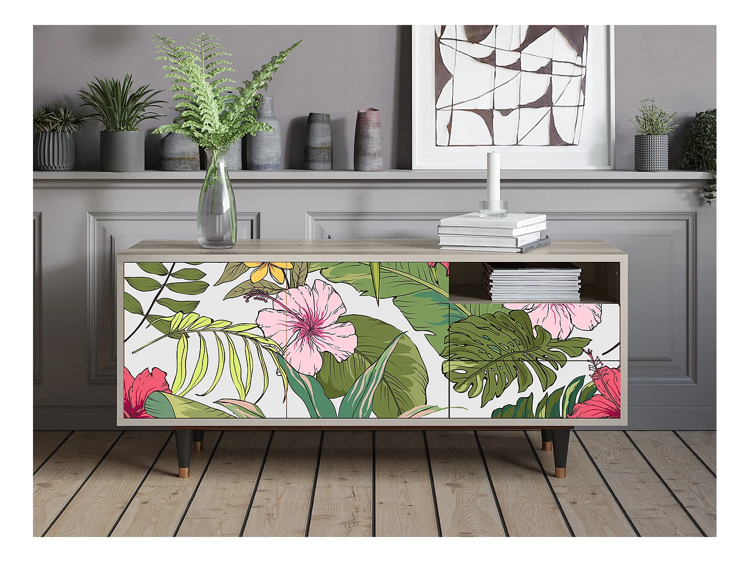 Meuble TV - 125х56х41 cm - T7 - Verdant Tropics, Sable