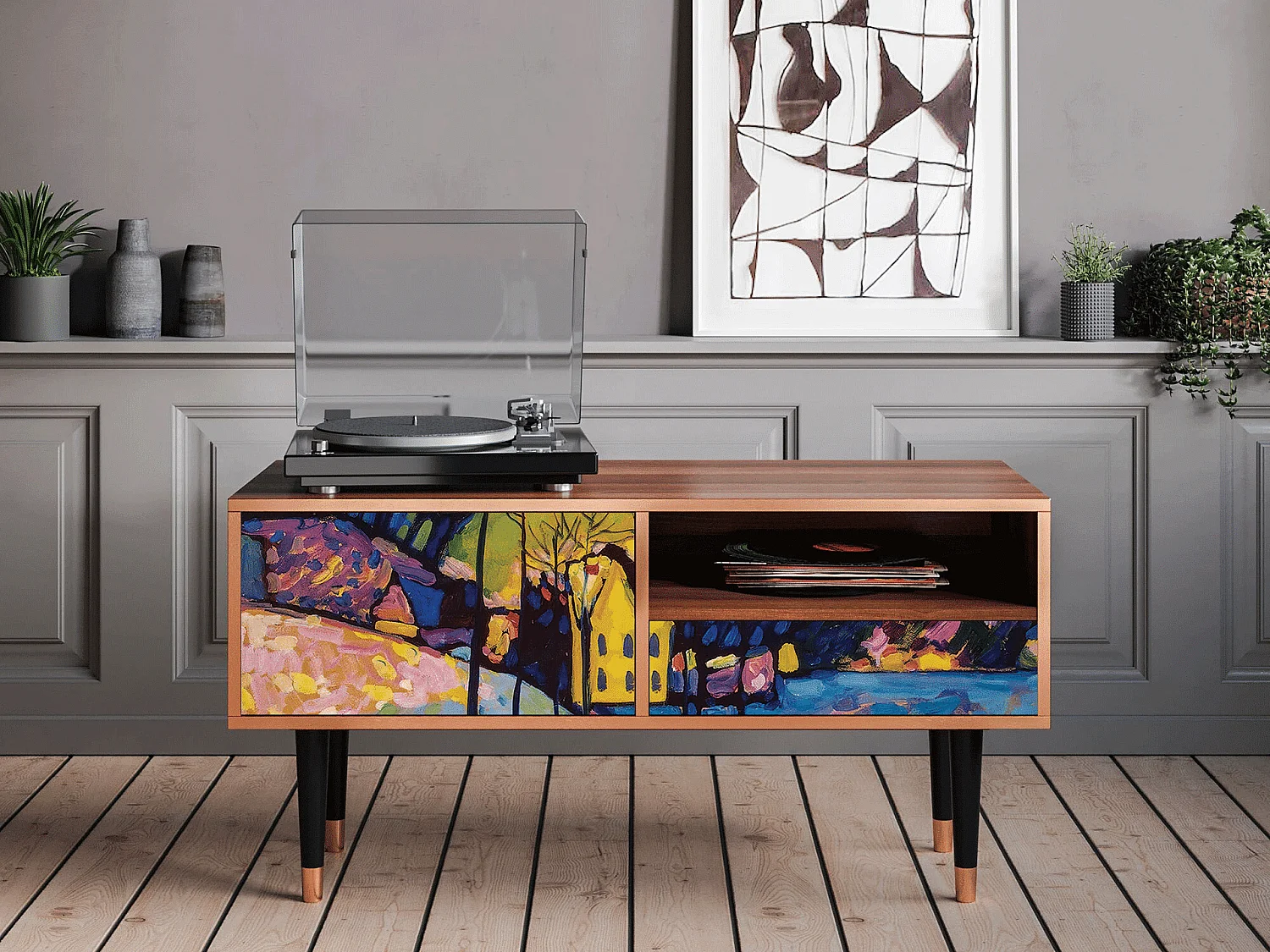 TV-Möbel - 115х59х48 cm - T3 - Winter Landscape, Walnuss