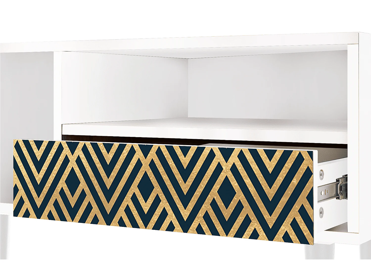 Meuble TV - 115х59х48 cm - T3 - Egypt Triangles, Blanc