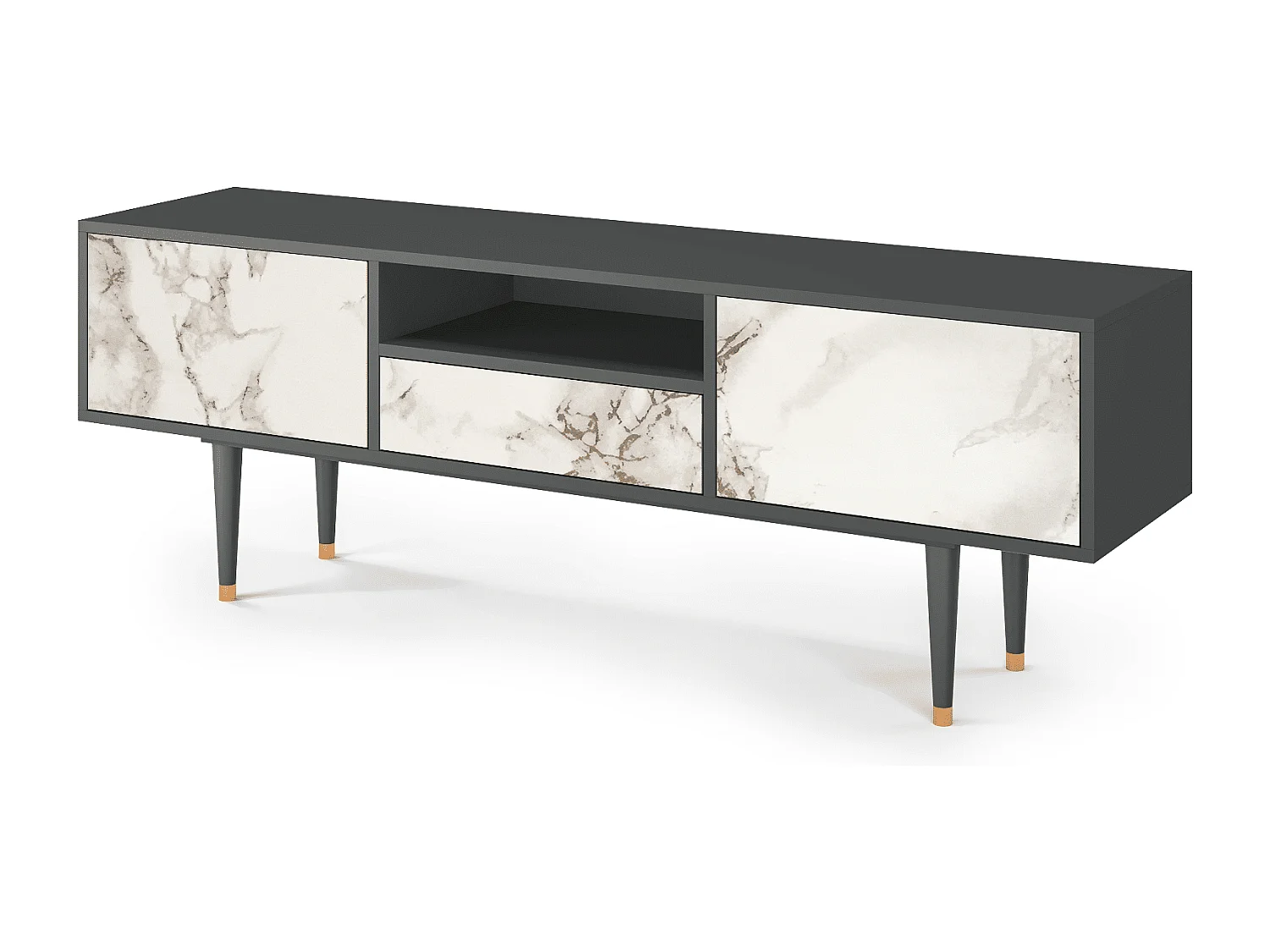 Meuble TV - 170х59х41 cm - T6 - Milk Marble, Anthracite
