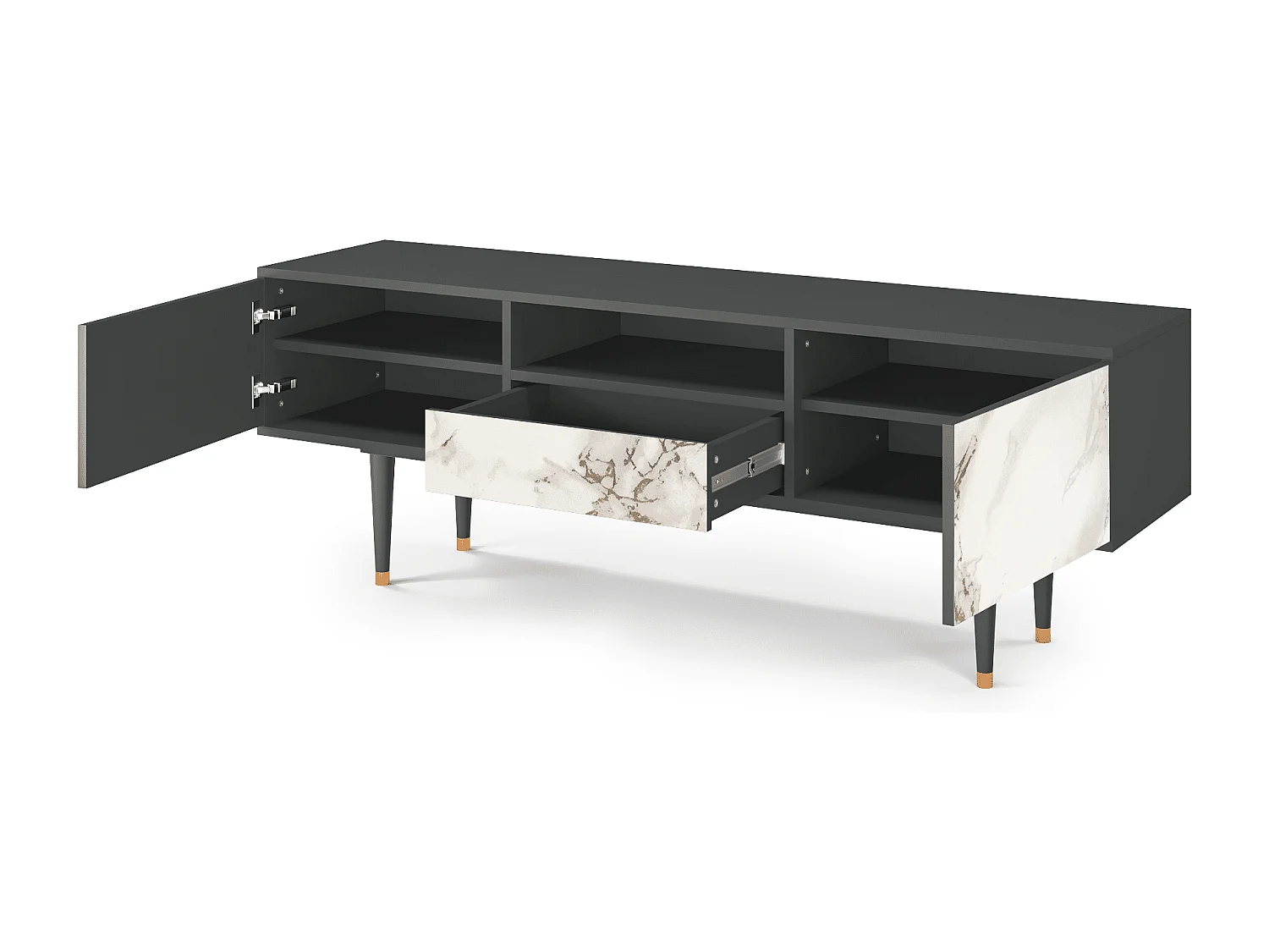 Meuble TV - 170х59х41 cm - T6 - Milk Marble, Anthracite