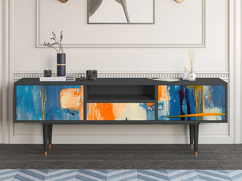 Mueble de TV - 170х59х41 cm - T6 - Abstract Expressionism, Antracite