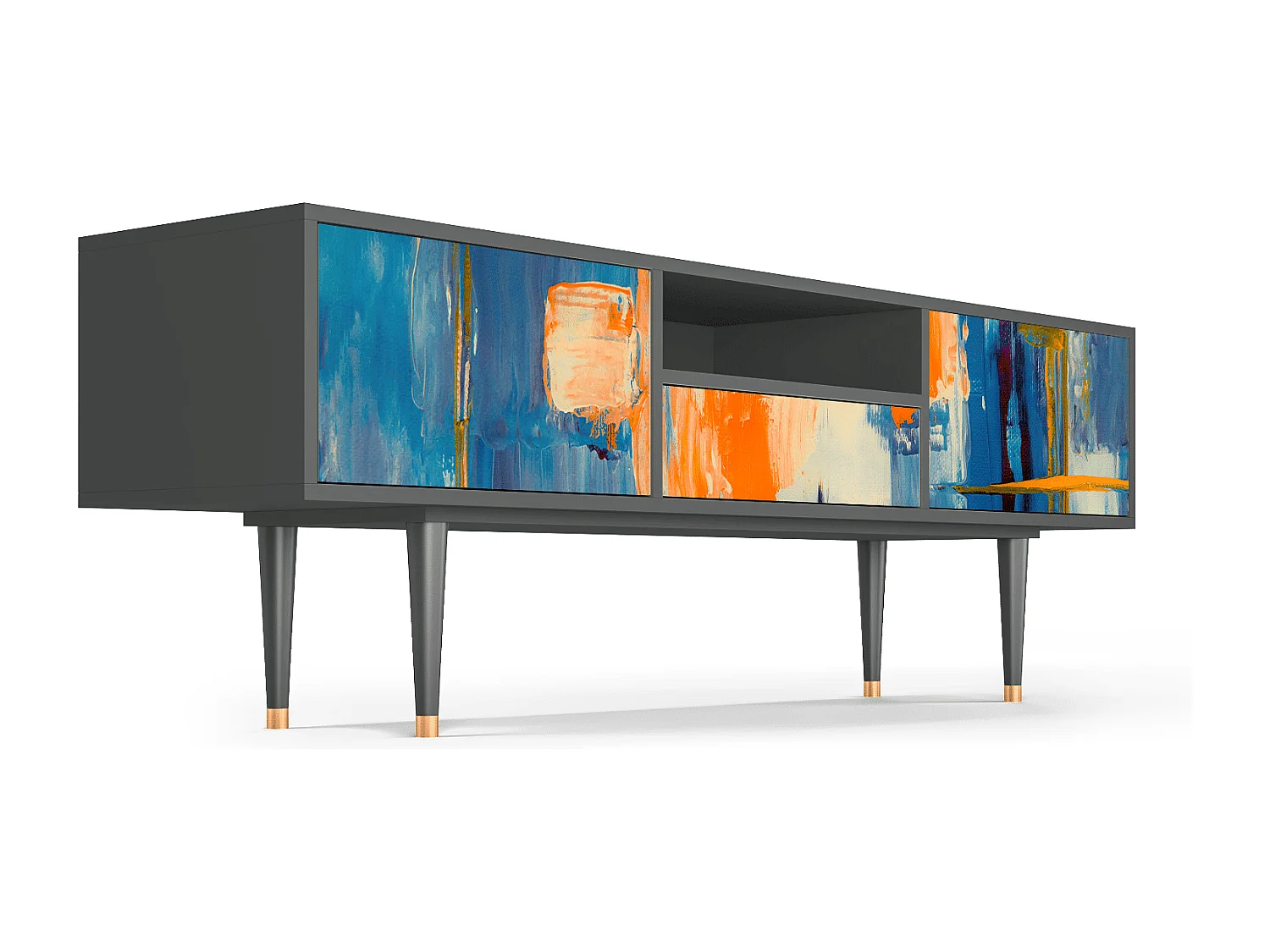 Szafka RTV - 170х59х41 cm - T6 - Abstract Expressionism, Antracyt