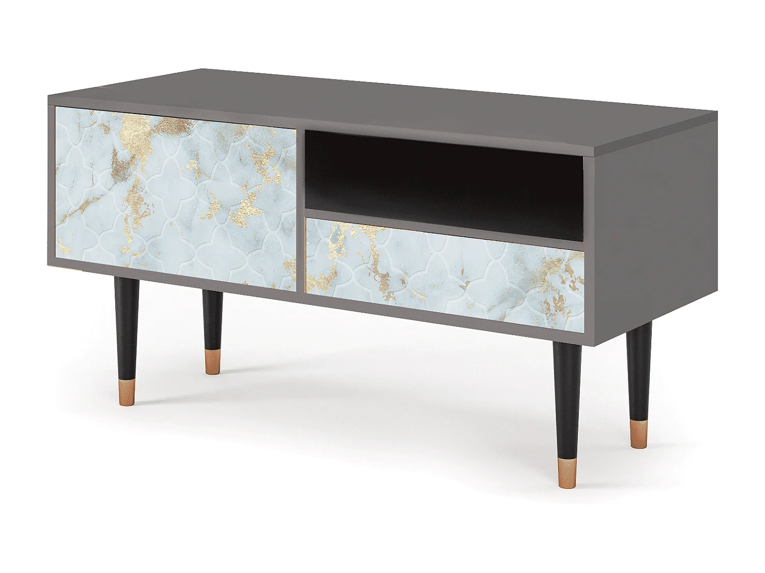 Meuble TV - 115х59х48 cm - T3 - Golden Waves, Gris