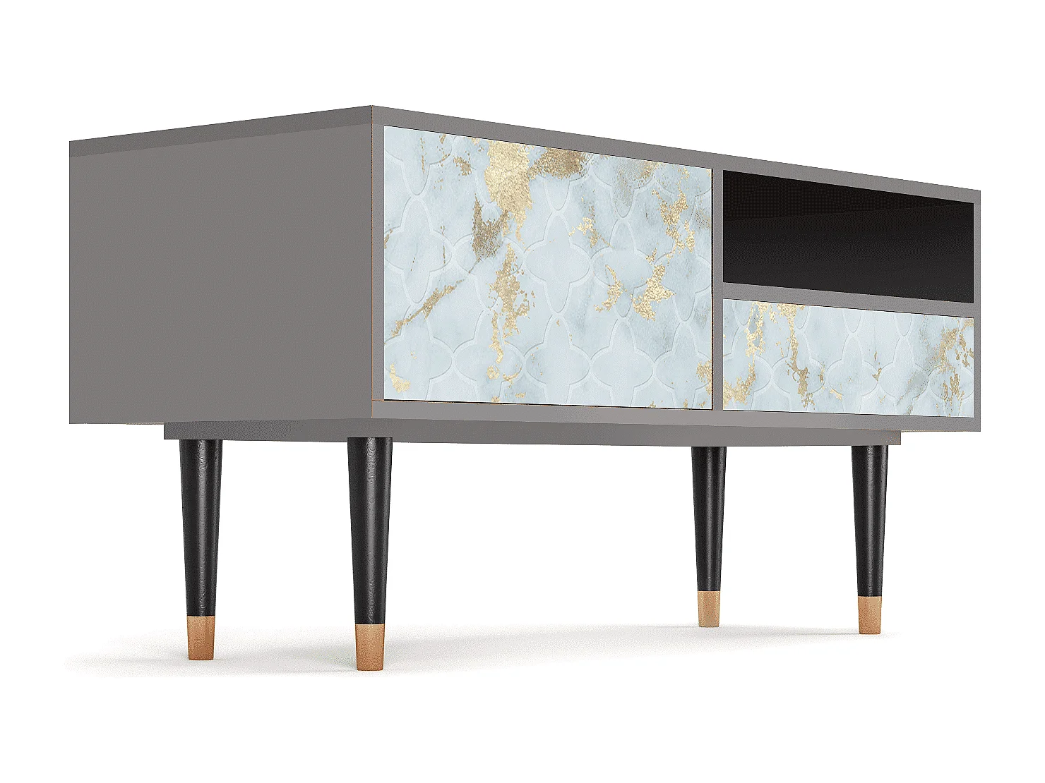 Meuble TV - 115х59х48 cm - T3 - Golden Waves, Gris