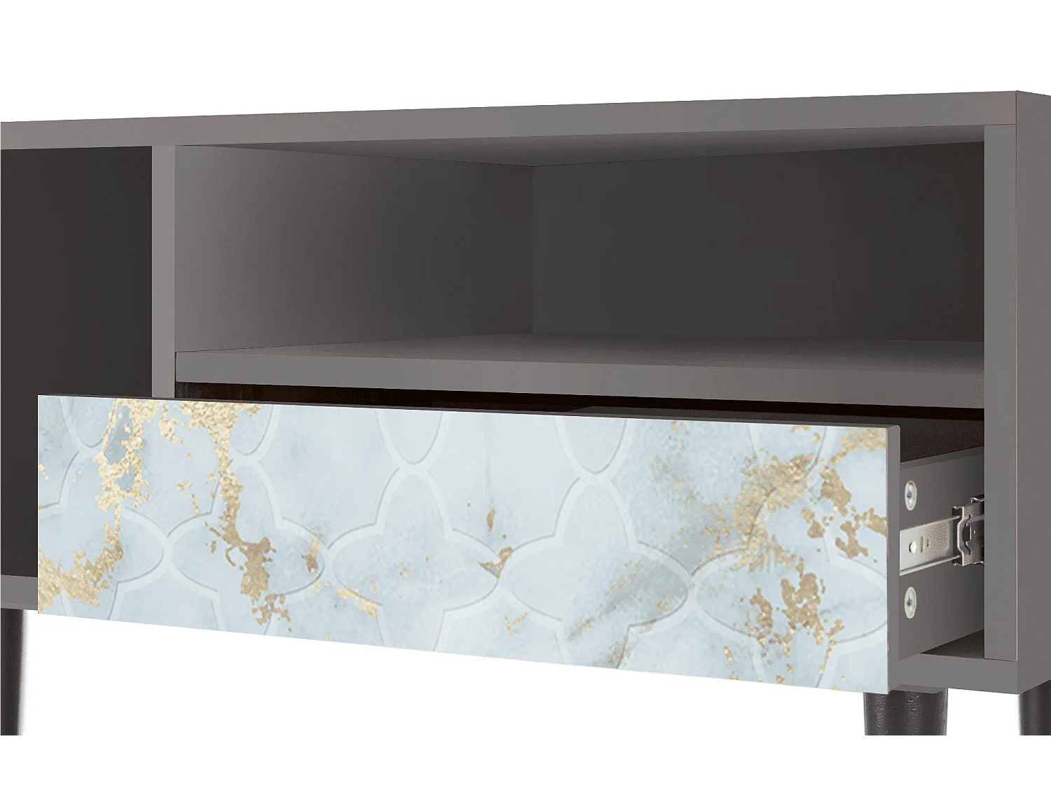 Meuble TV - 115х59х48 cm - T3 - Golden Waves, Gris