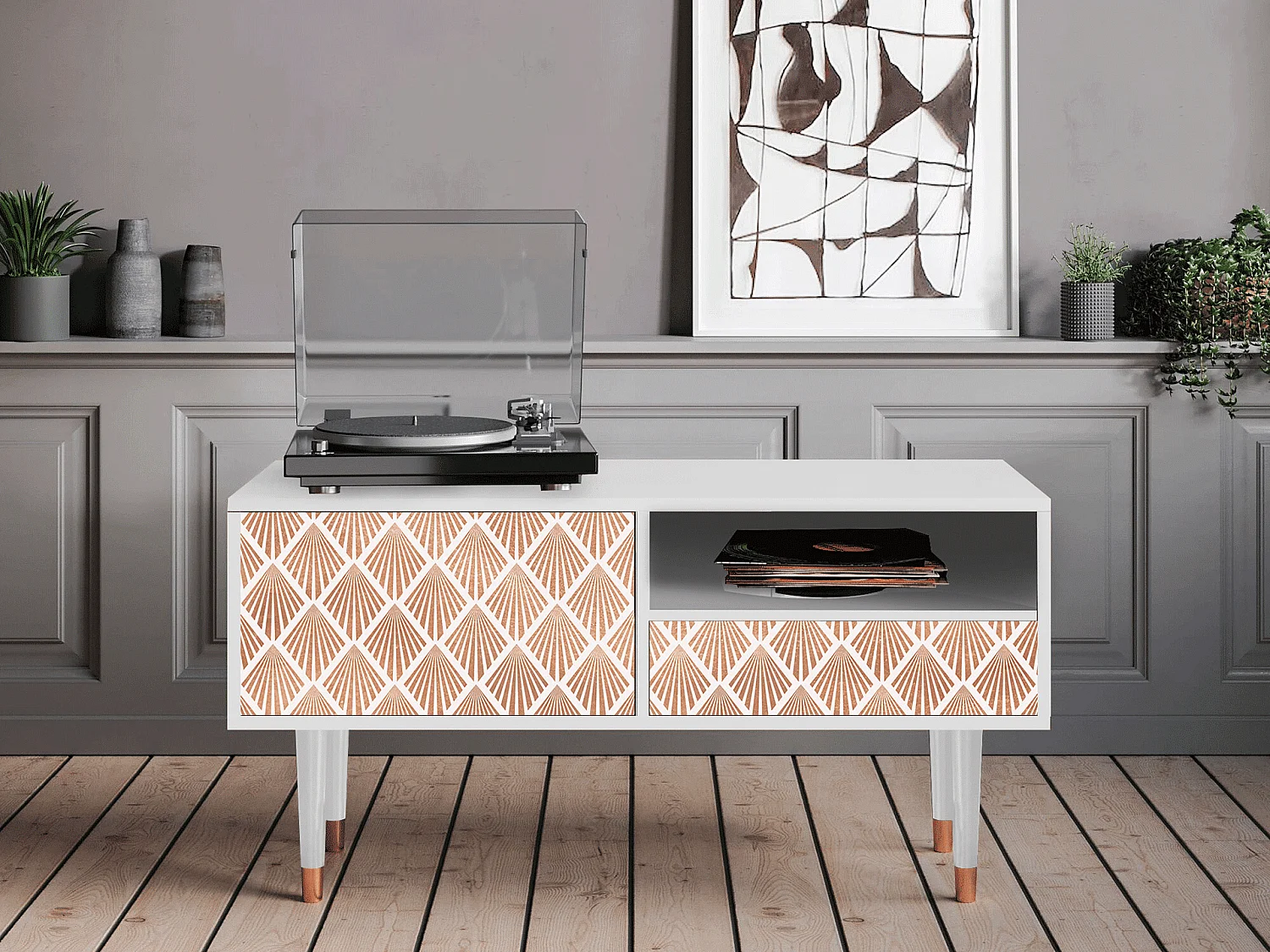 Meuble TV - 115х59х48 cm - T3 - Pastel Sunrise, Blanc