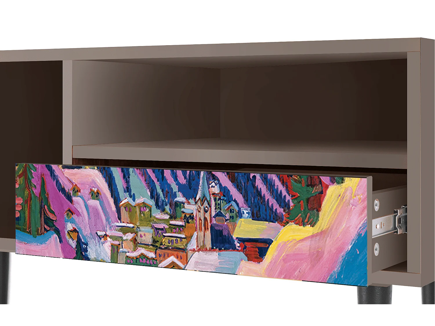 Mueble de TV - 115х59х48 cm - T3 - Davos Winter, Latte