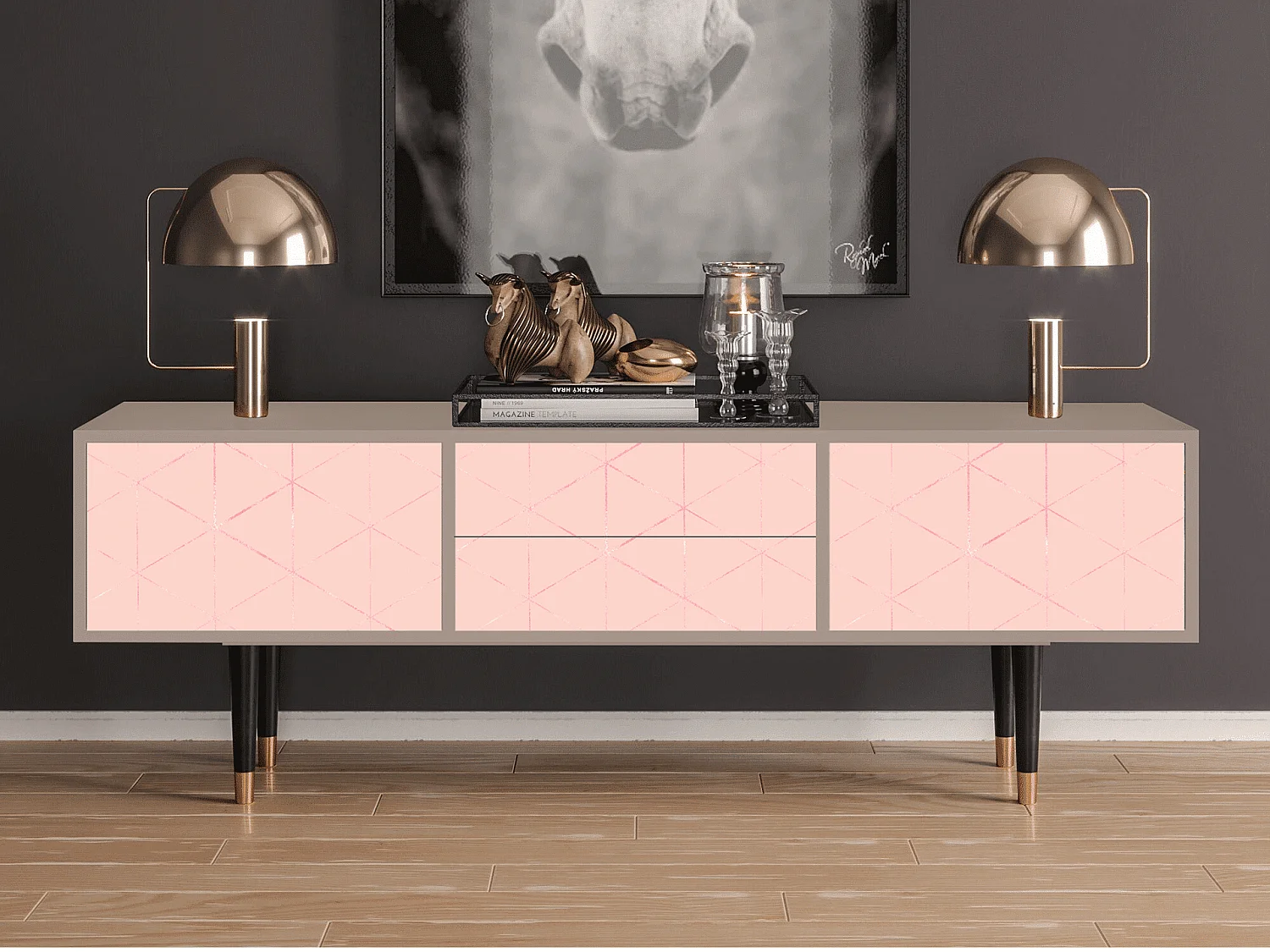 Mueble de TV - 170х59х48 cm - T4 - Rose Quartz, Latte