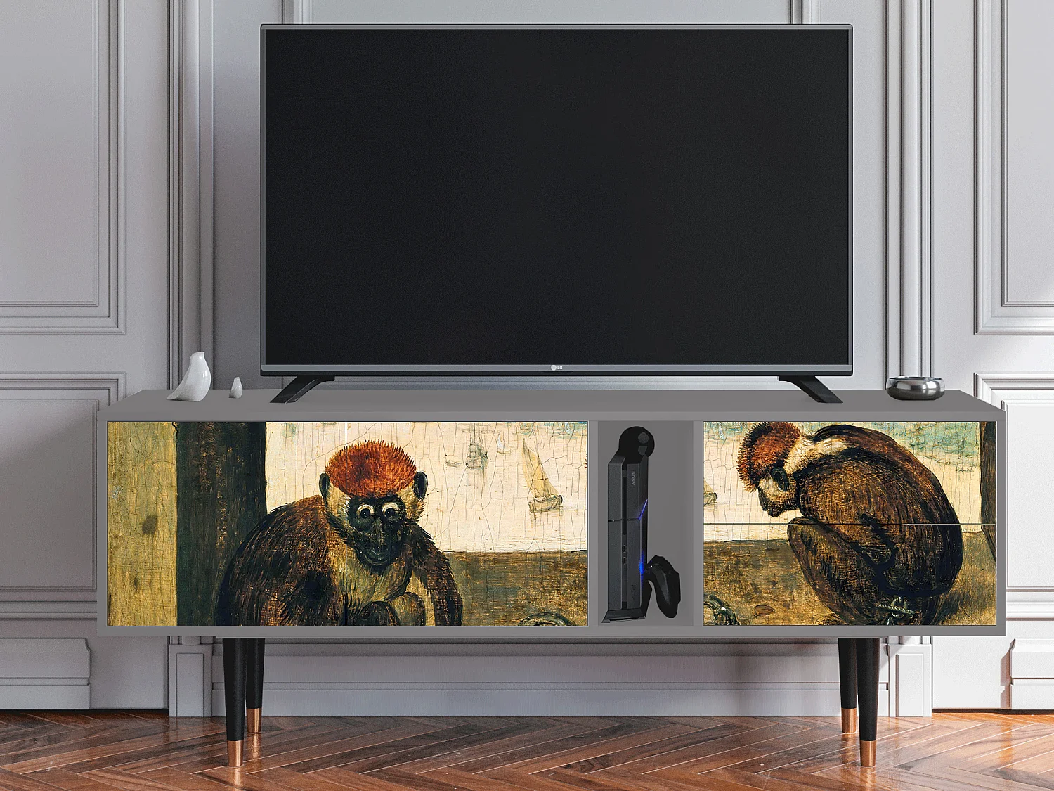 Szafka RTV - 170х69х48 cm - T1 - Two Monkeys, Szary