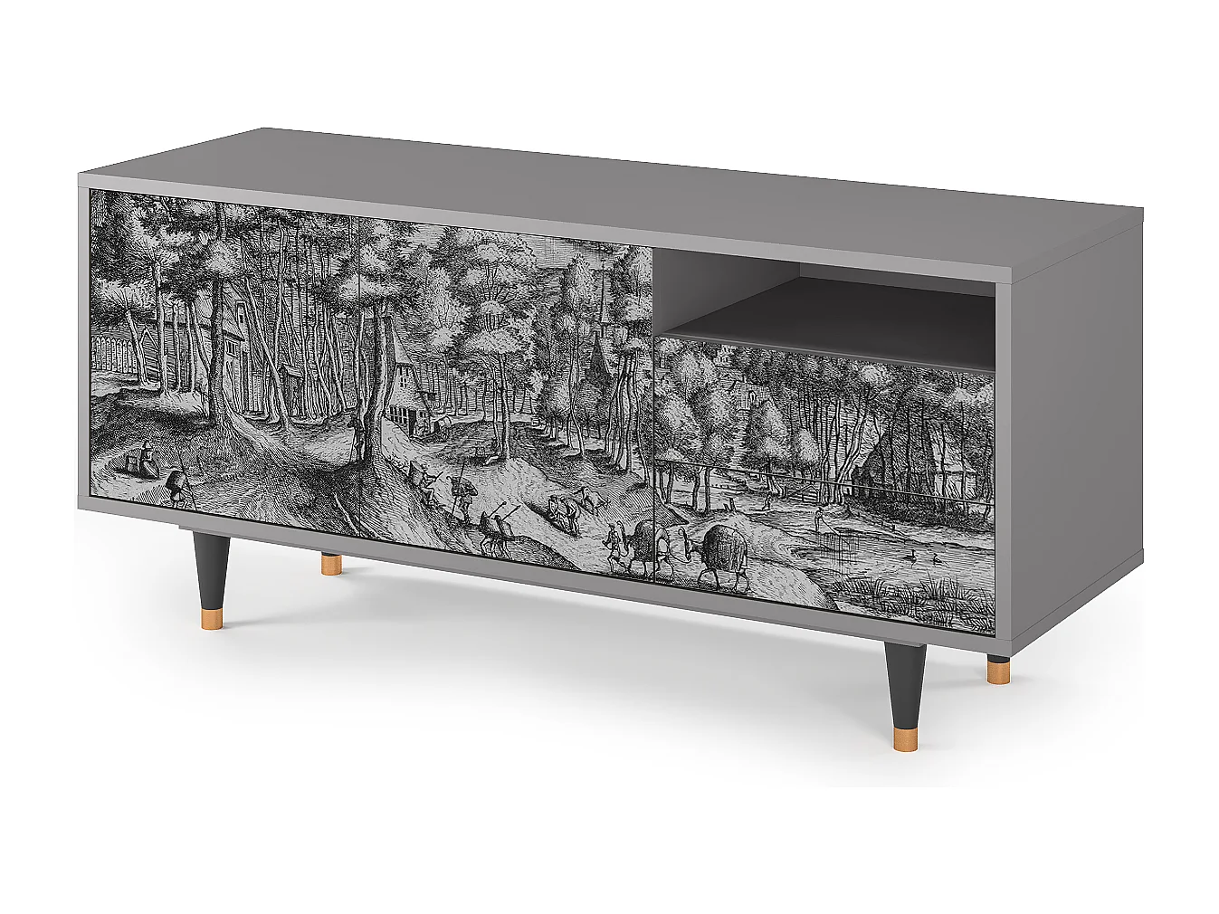 Meuble TV - 125х56х41 cm - T7 - Rusticorum, Gris