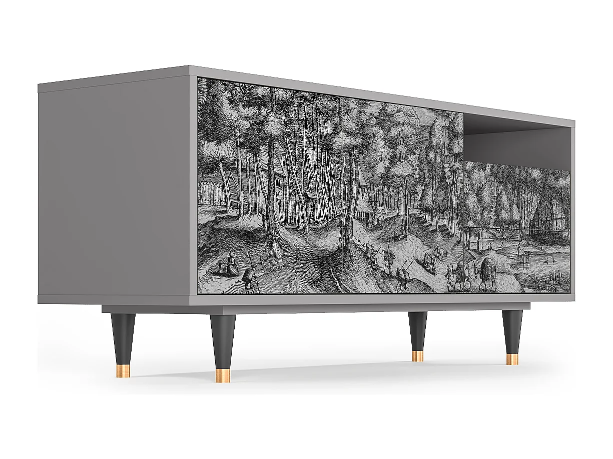 Meuble TV - 125х56х41 cm - T7 - Rusticorum, Gris