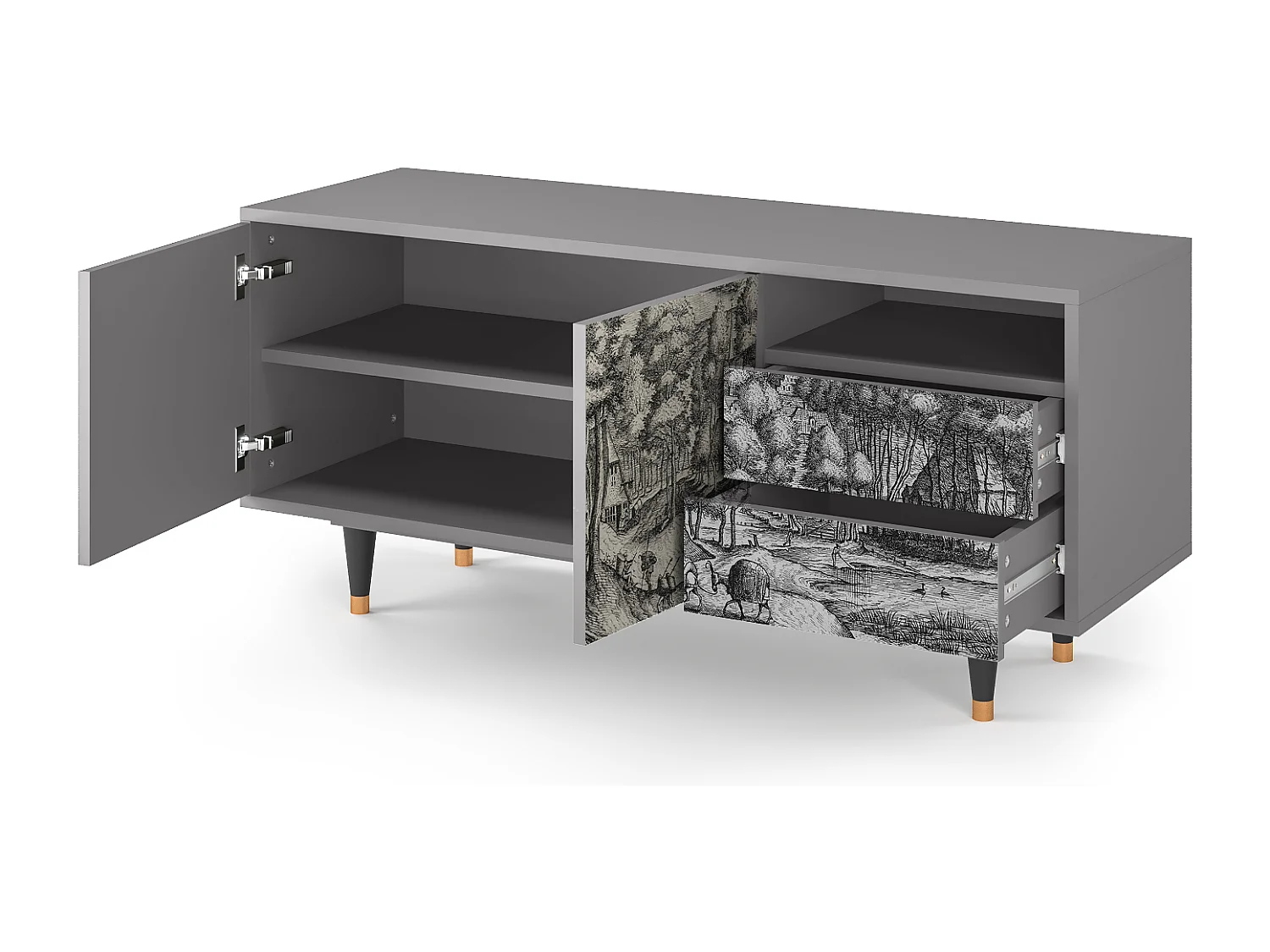 Meuble TV - 125х56х41 cm - T7 - Rusticorum, Gris