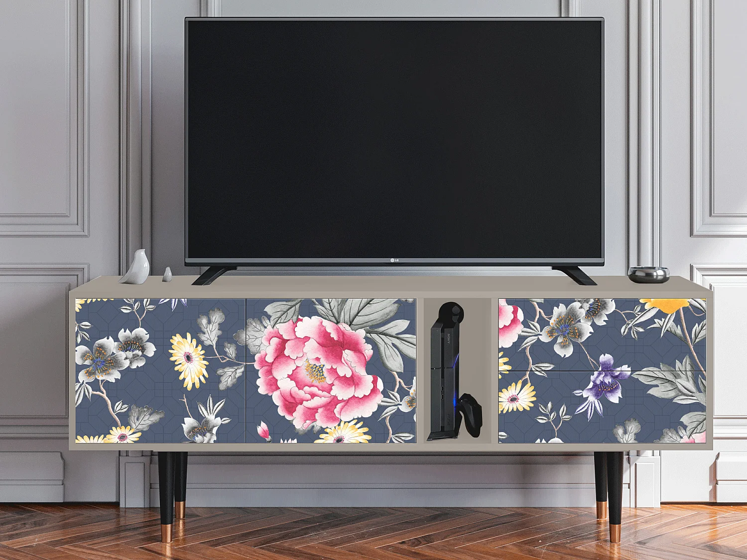 Szafka RTV - 170х69х48 cm - T1 - Dark Flower Bed, Piaskowy