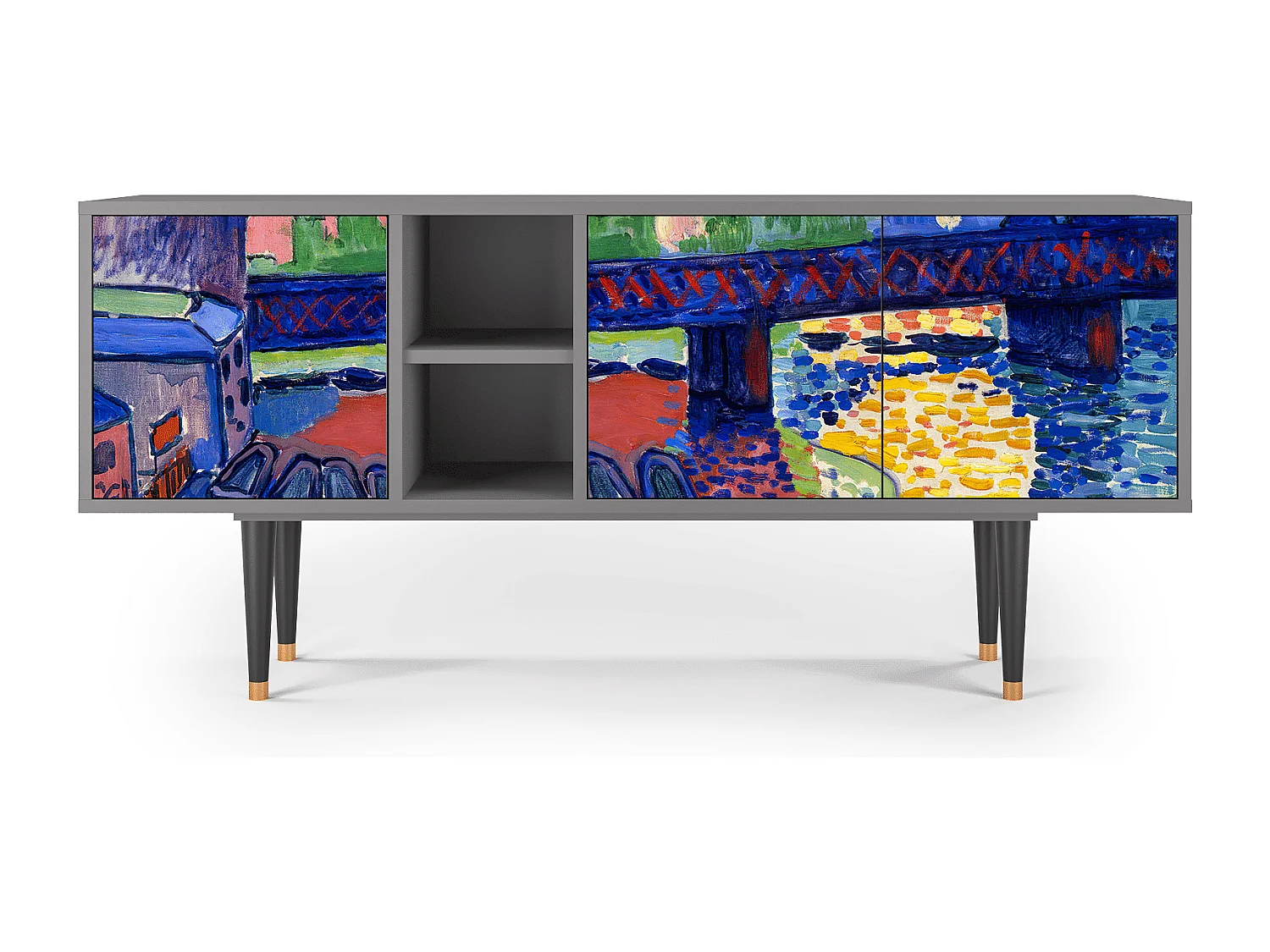 Meuble TV - 150х69х41 cm - T5 - Charing Cross Bridge, Gris