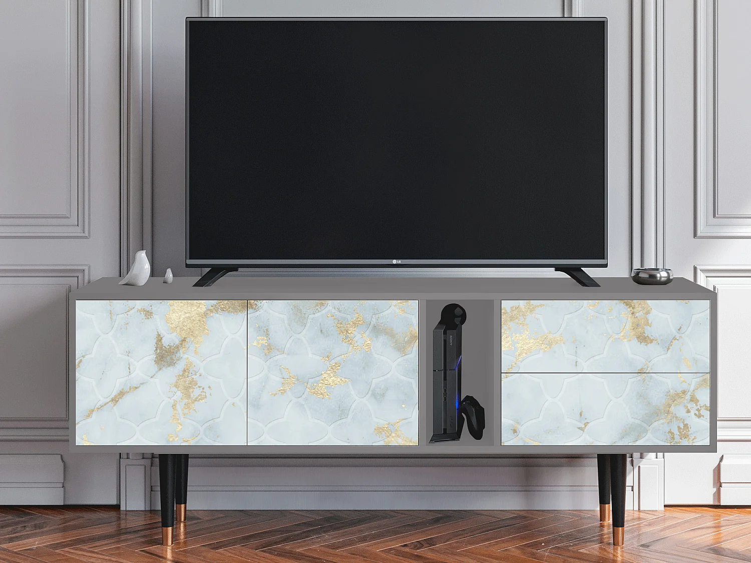 TV-Möbel - 170х69х48 cm - T1 - Golden Waves, Grau