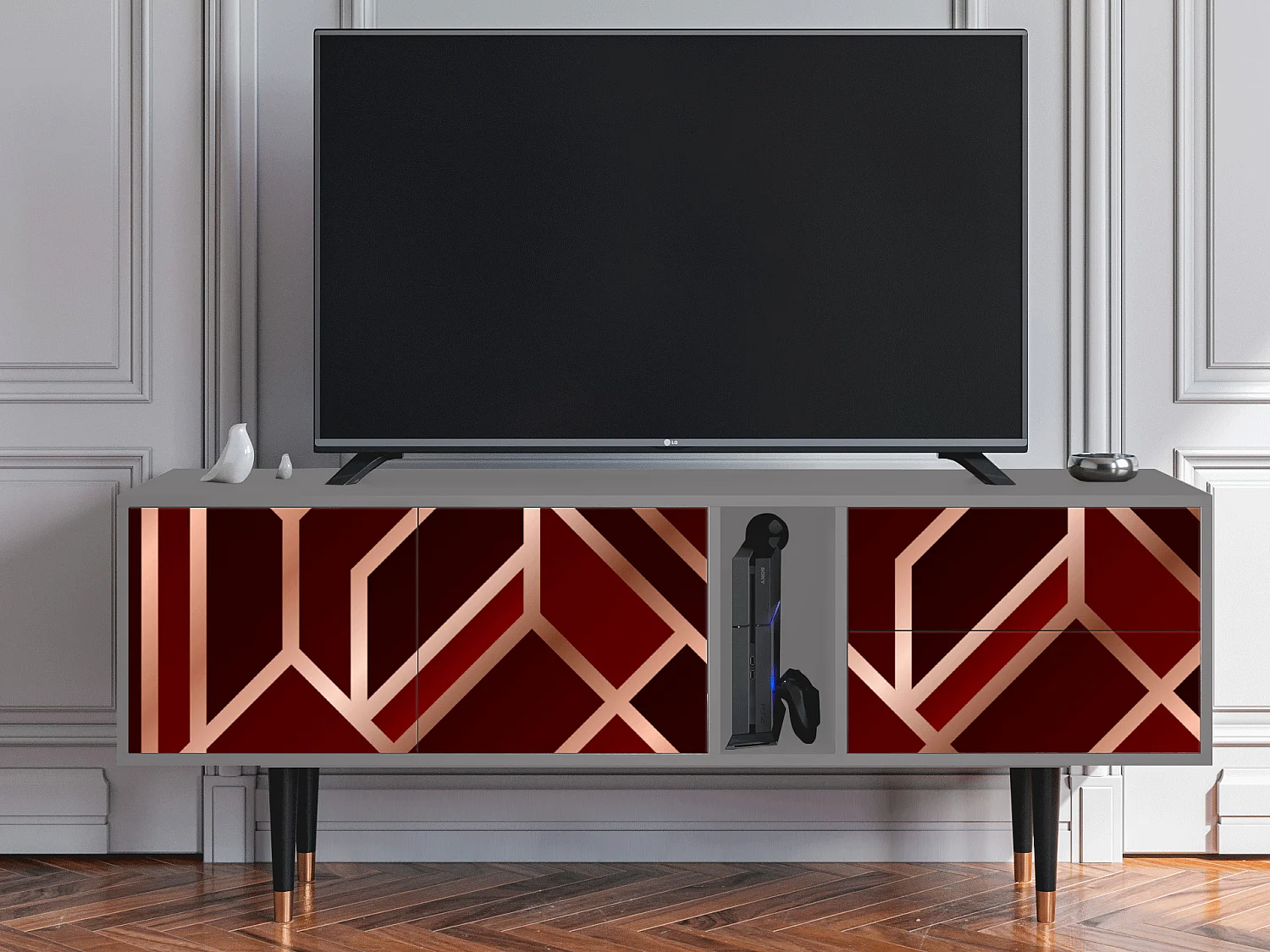 TV-Möbel - 170х69х48 cm - T1 - Velvet 1920's, Grau