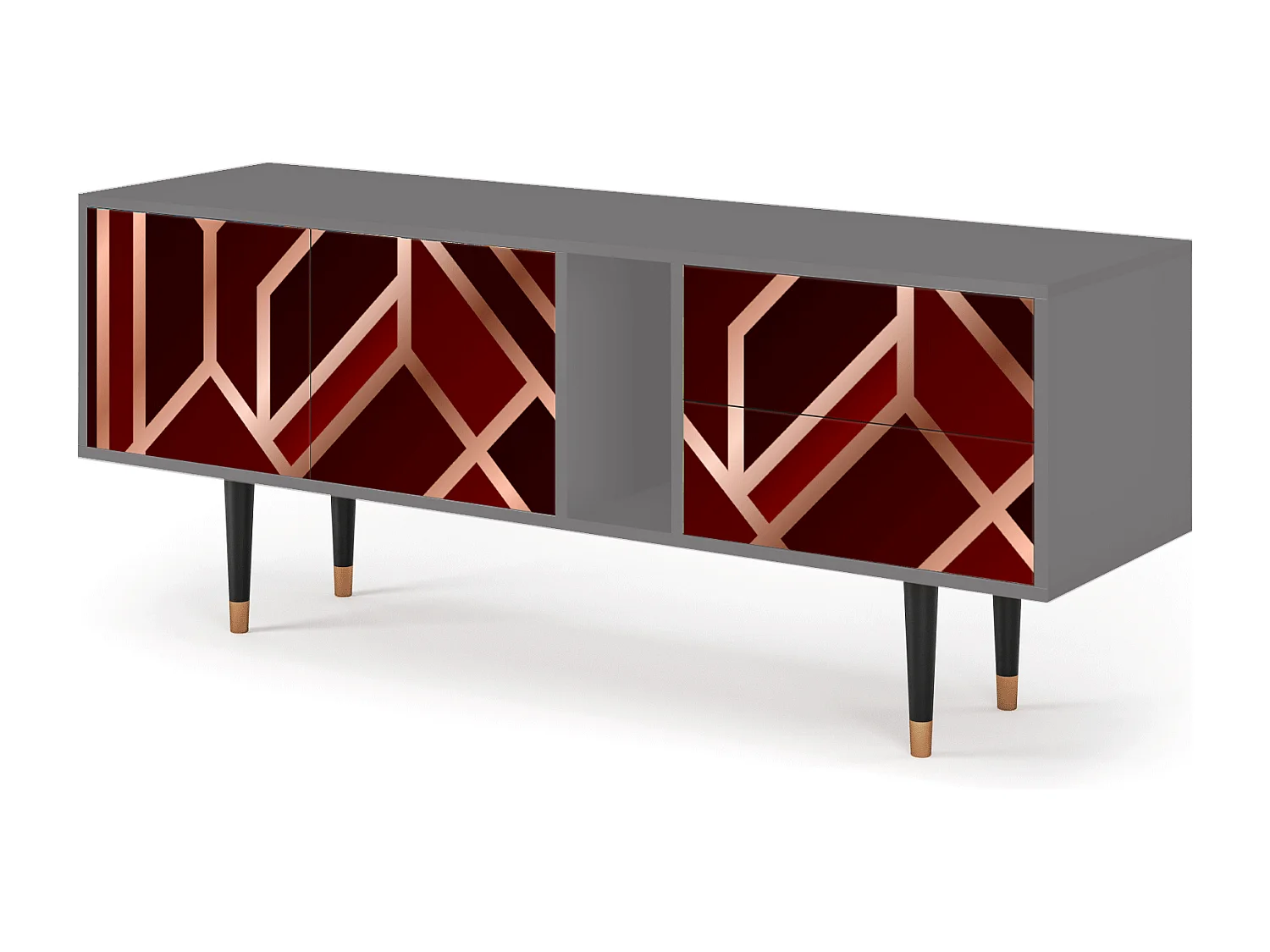 TV-Möbel - 170х69х48 cm - T1 - Velvet 1920's, Grau