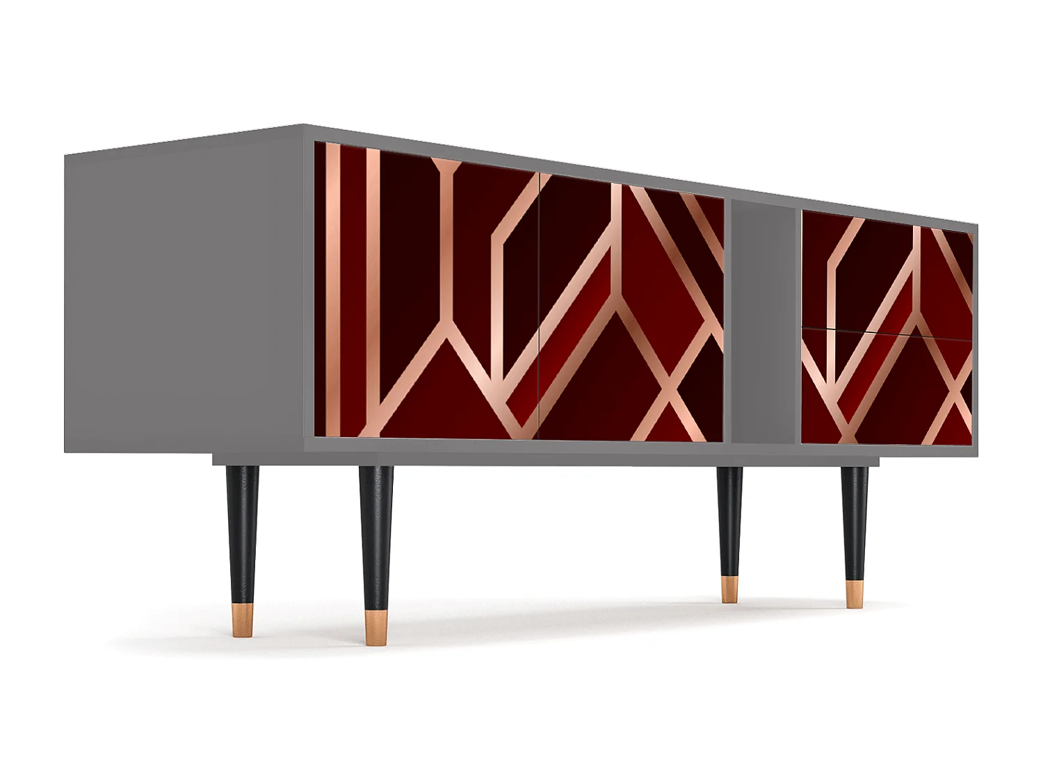 TV-Möbel - 170х69х48 cm - T1 - Velvet 1920's, Grau