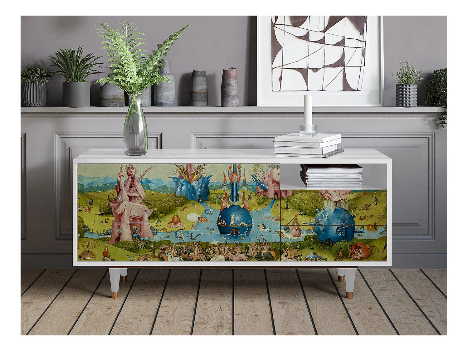 Mueble de TV - 125х56х41 cm - T7 - The Garden 2 by Bosch, Blanco