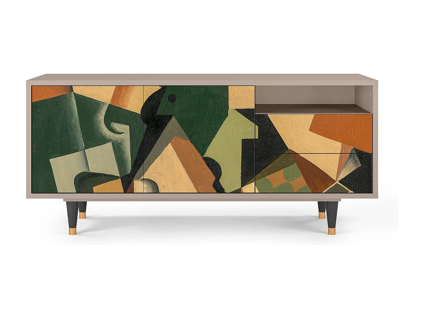 Szafka RTV - 125х56х41 cm - T7 - Glass and Checkerboard, Latte