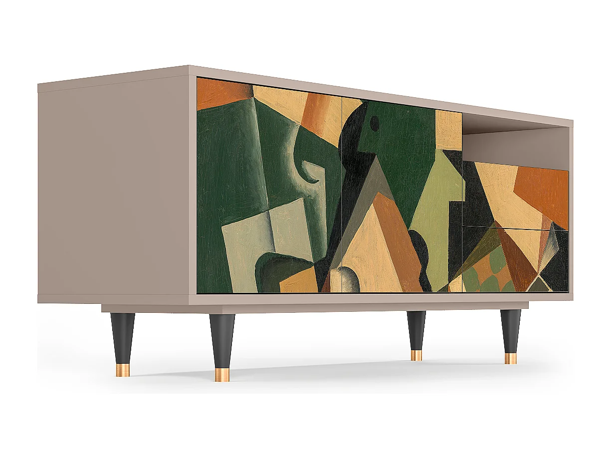 TV-Möbel - 125х56х41 cm - T7 - Glass and Checkerboard, Latte