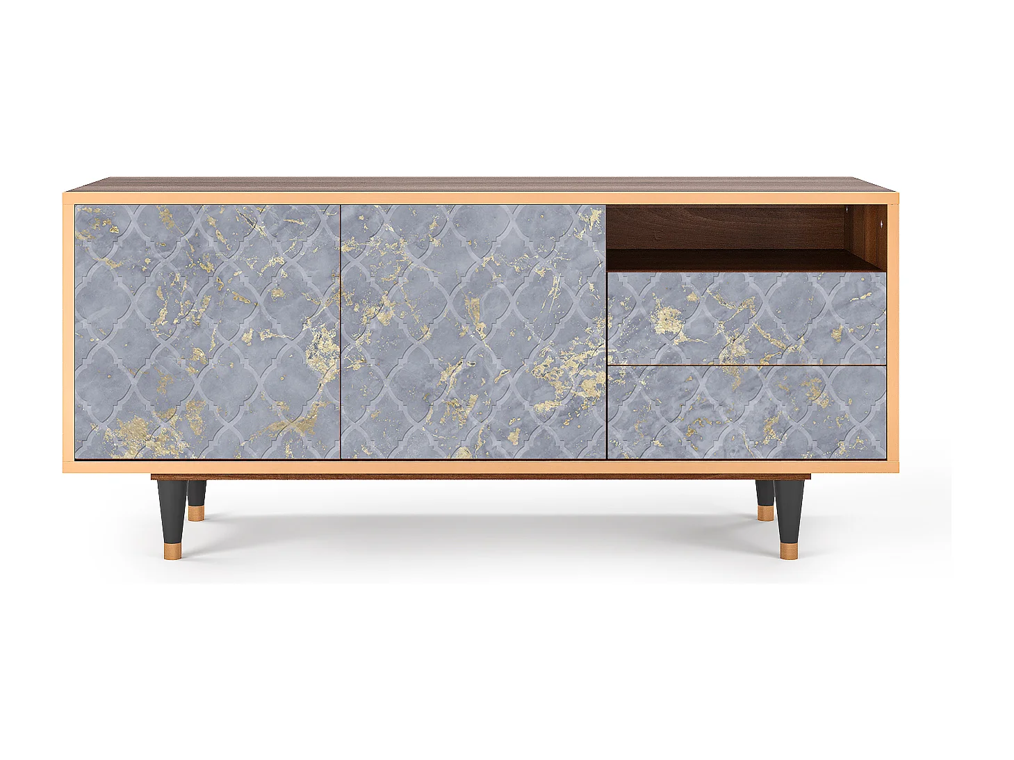 TV-meubel - 125х56х41 cm - T7 - Golden Smoke, Walnoot