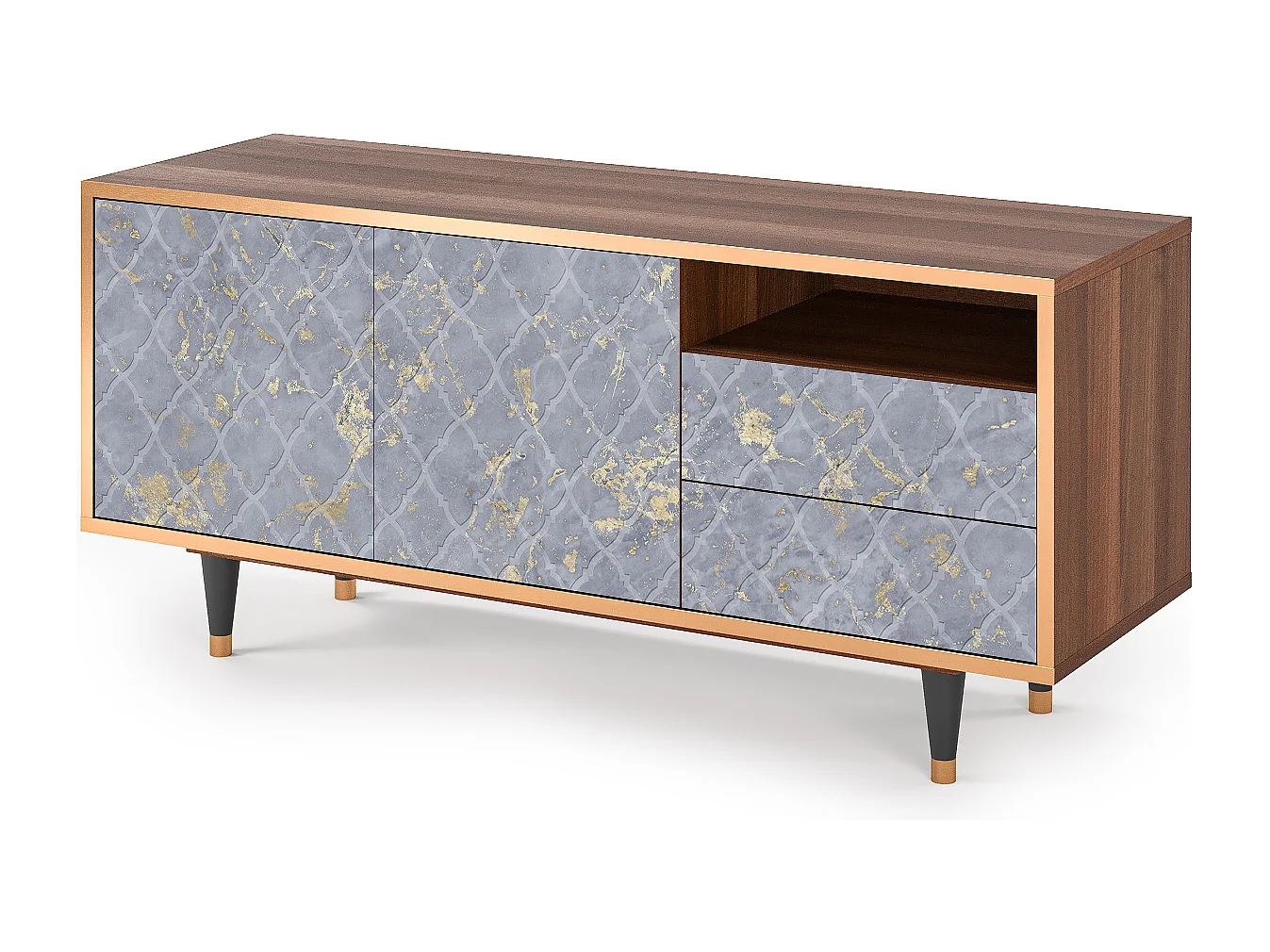 TV-meubel - 125х56х41 cm - T7 - Golden Smoke, Walnoot