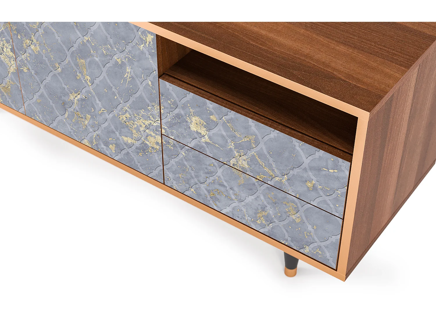 Mueble de TV - 125х56х41 cm - T7 - Golden Smoke, Nogueira
